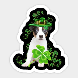 Lucky Jack Russell Terrier Shamrock St Patrick's Day Sticker